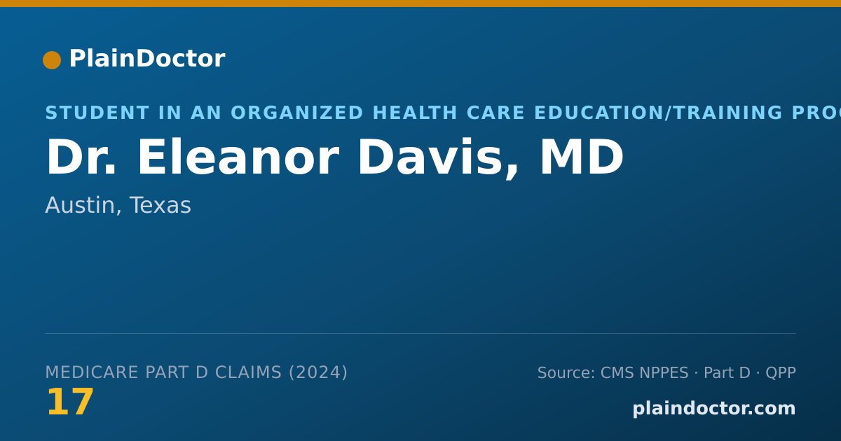 Shareable card for Eleanor Davis, MD - Student in an Organized Health Care Education/Training Program, Austin, TX