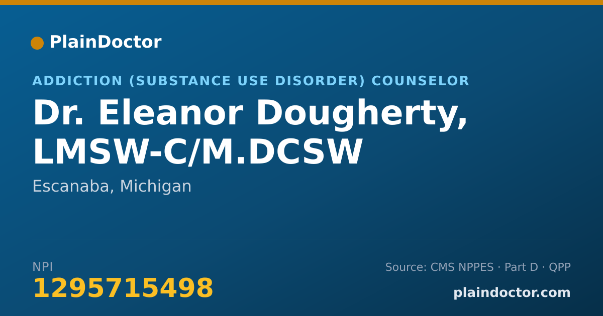 Shareable card for Eleanor Dougherty, LMSW-C/M.DCSW - Addiction (Substance Use Disorder) Counselor, Escanaba, MI