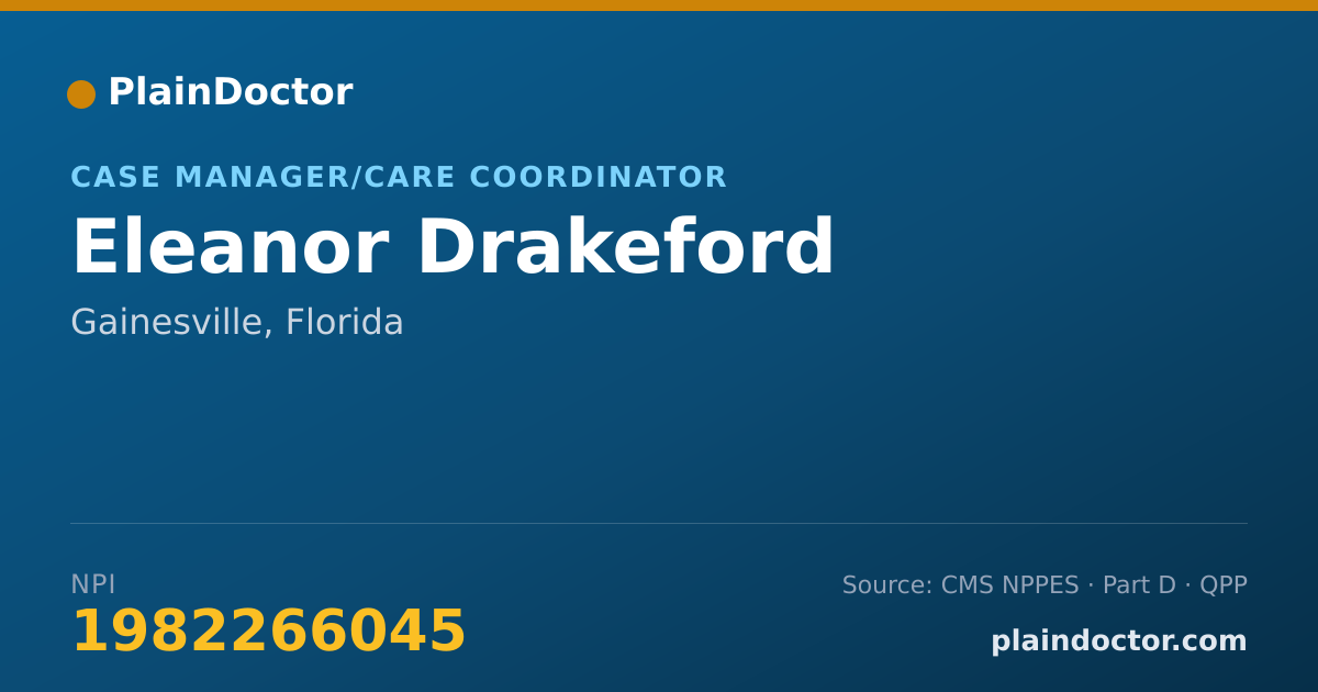 Shareable card for Eleanor Drakeford - Case Manager/Care Coordinator, Gainesville, FL