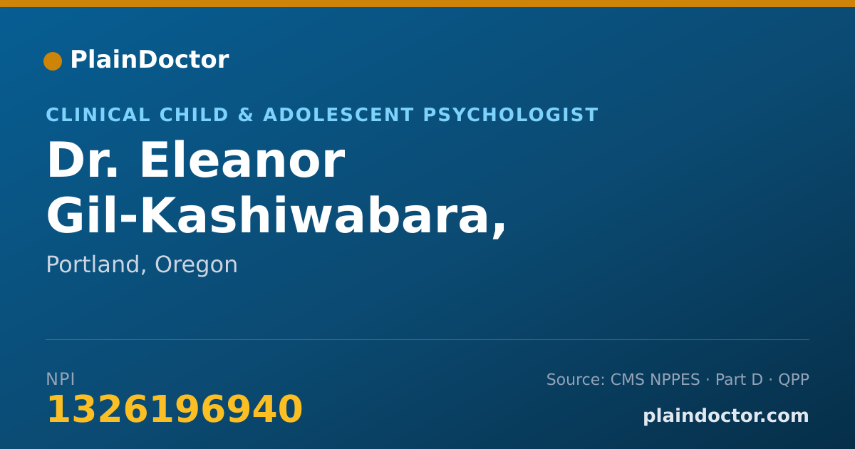 Shareable card for Eleanor Gil-Kashiwabara, PSY.D. - Clinical Child & Adolescent Psychologist, Portland, OR