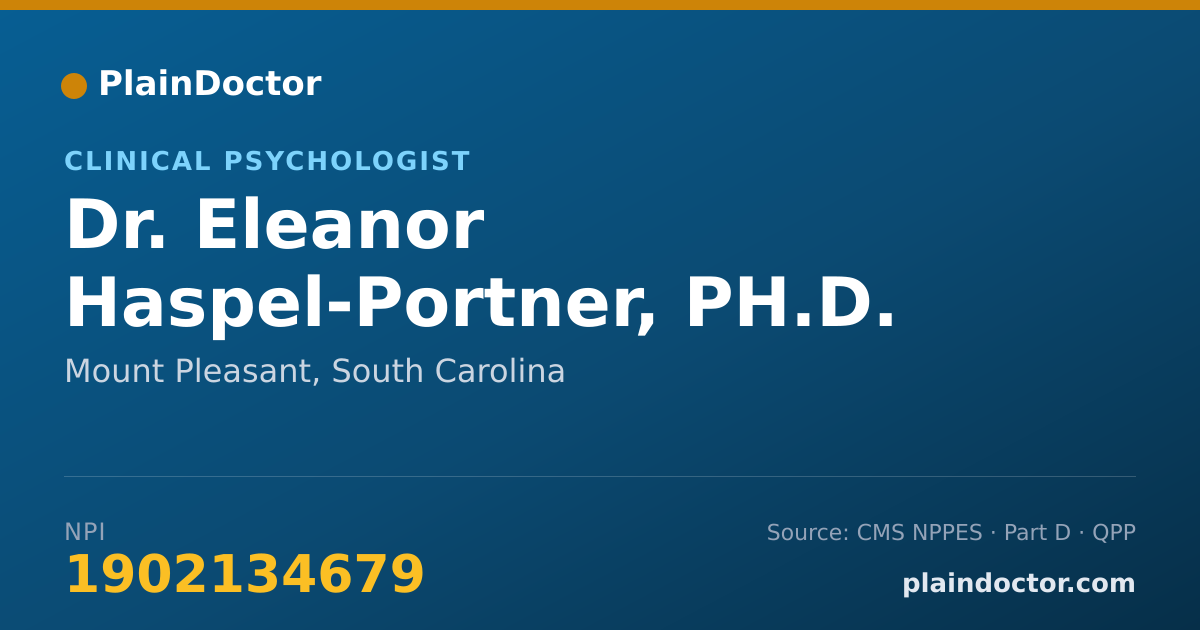 Shareable card for Eleanor Haspel-Portner, PH.D. - Clinical Psychologist, Mount Pleasant, SC