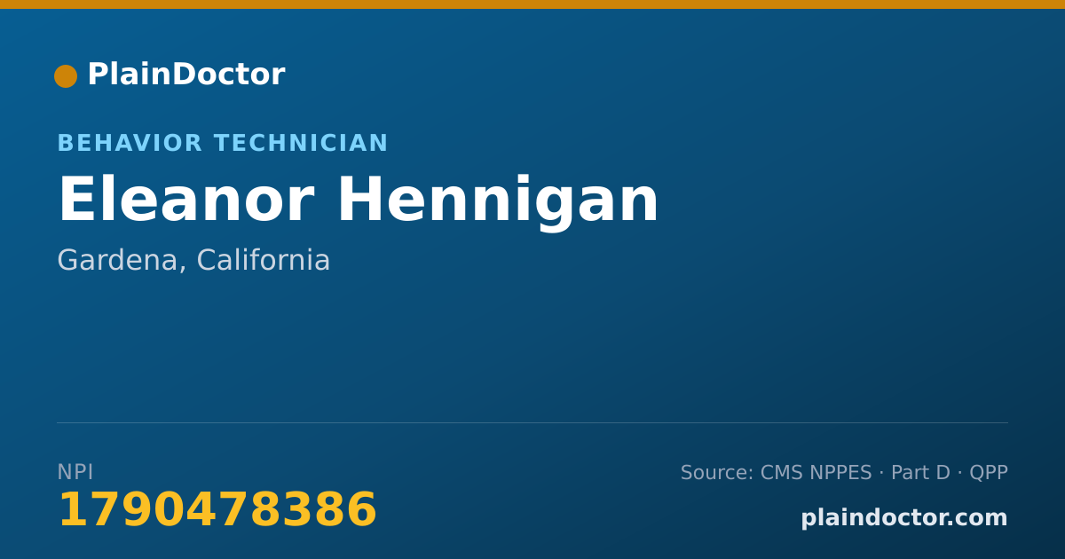 Shareable card for Eleanor Hennigan - Behavior Technician, Gardena, CA