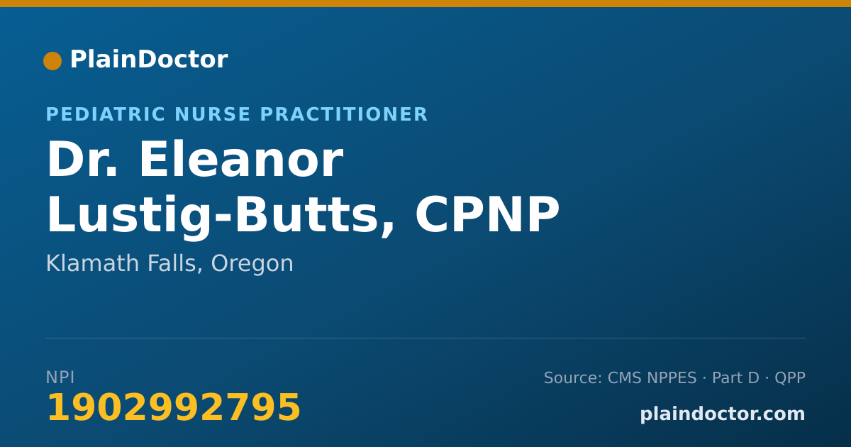 Shareable card for Eleanor Lustig-Butts, CPNP - Pediatric Nurse Practitioner, Klamath Falls, OR