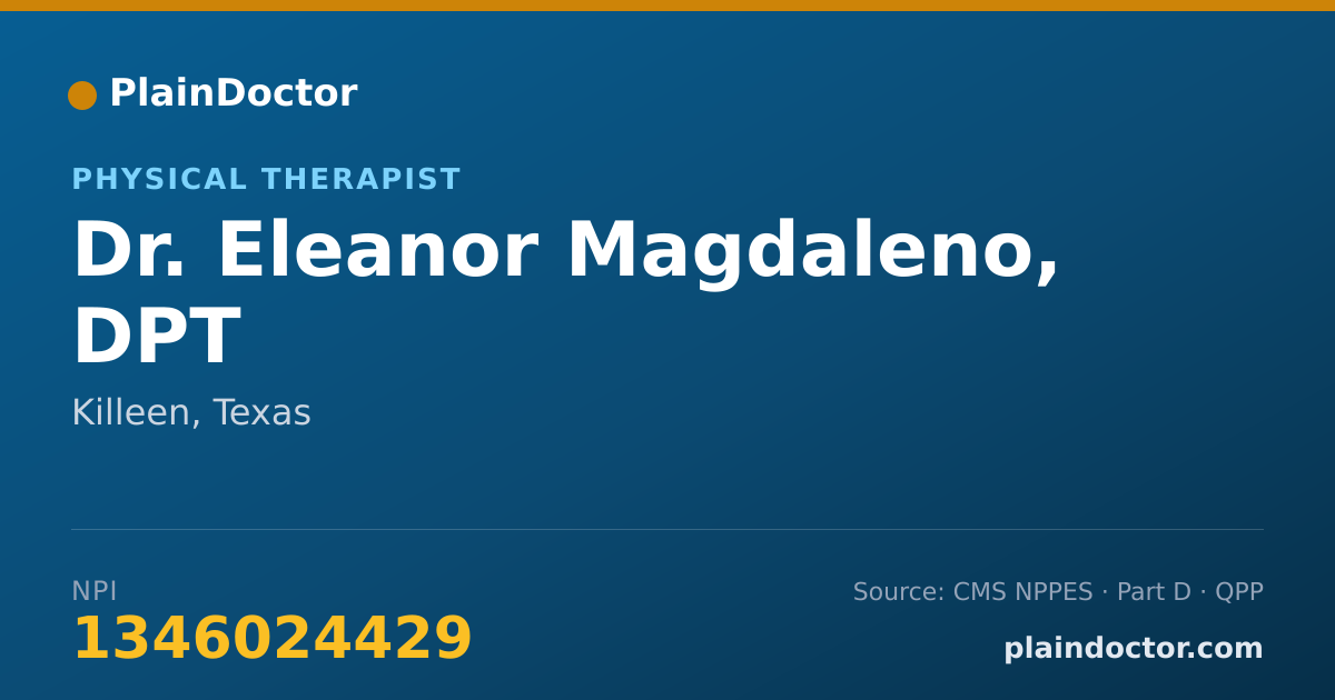 Shareable card for Eleanor Magdaleno, DPT - Physical Therapist, Killeen, TX