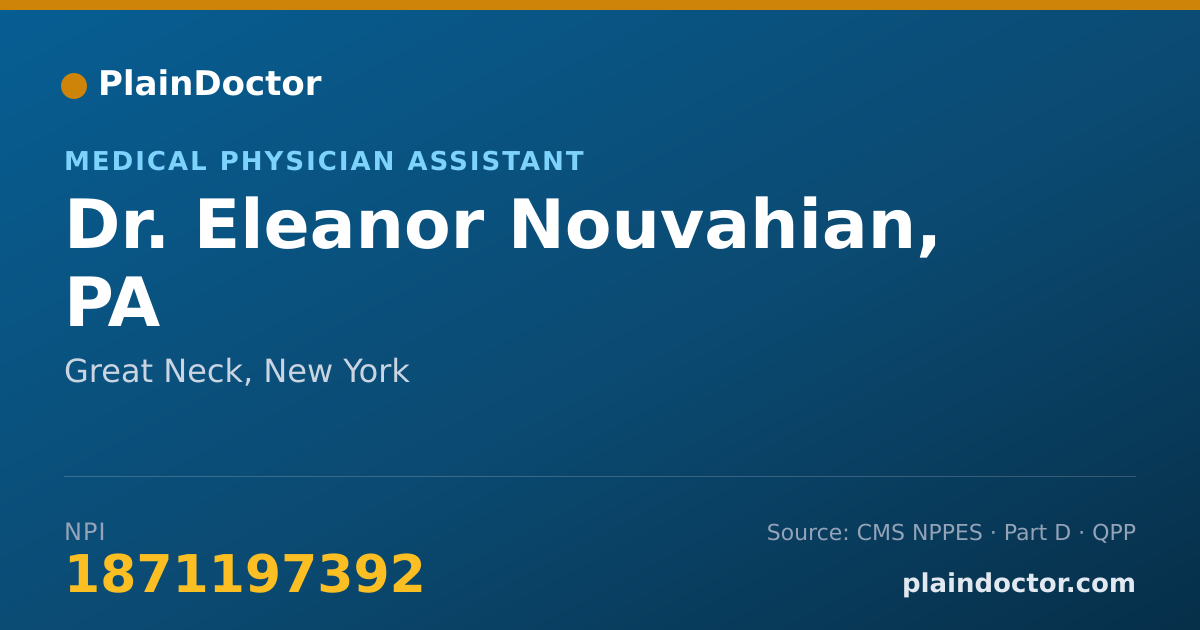 Shareable card for Eleanor Nouvahian, PA - Medical Physician Assistant, Great Neck, NY