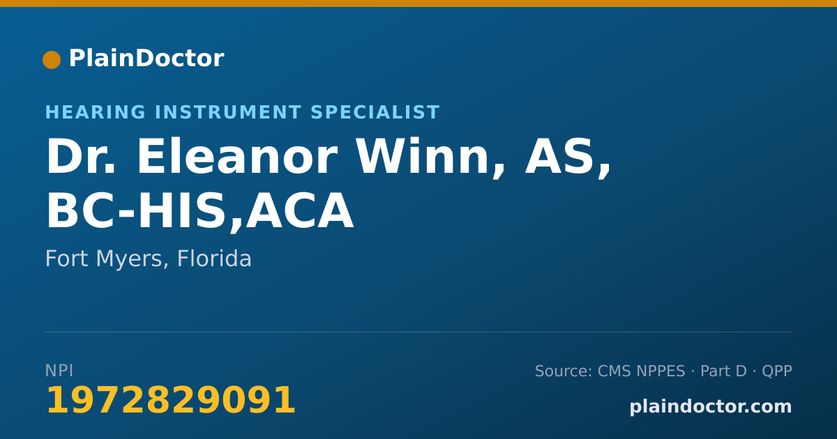 Shareable card for Eleanor Winn, AS, BC-HIS,ACA - Hearing Instrument Specialist, Fort Myers, FL