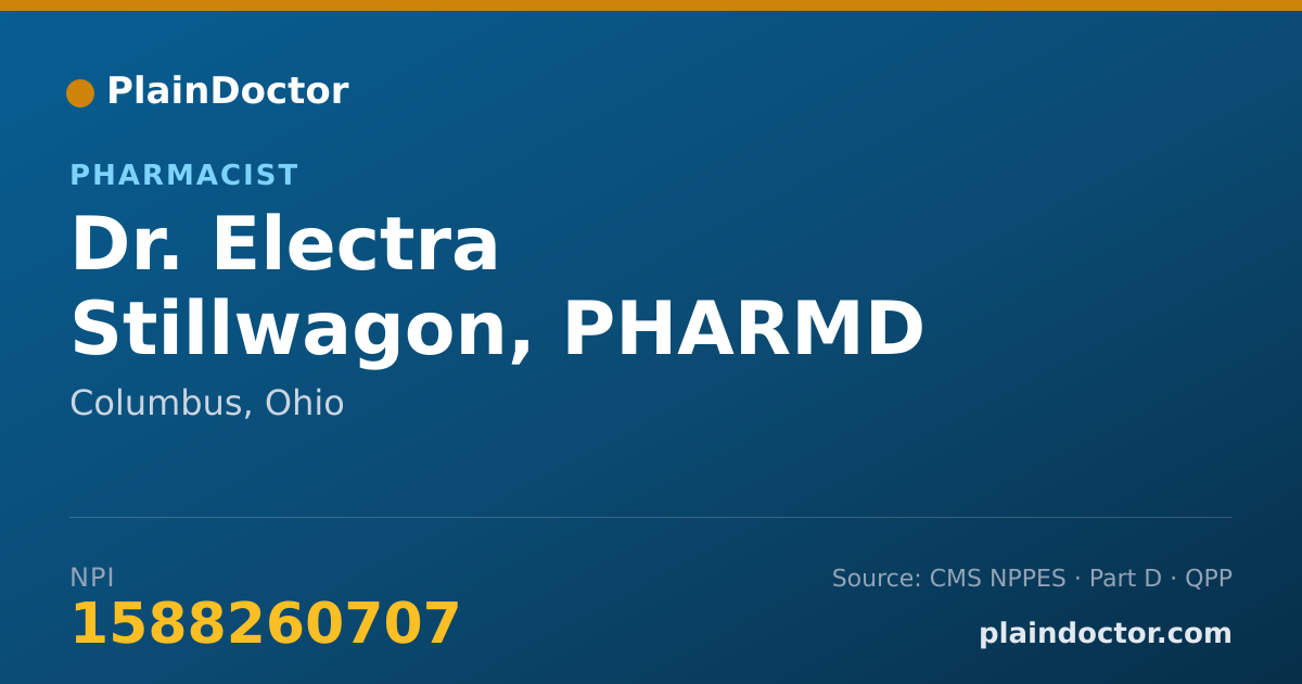 Shareable card for Electra Stillwagon, PHARMD - Pharmacist, Columbus, OH
