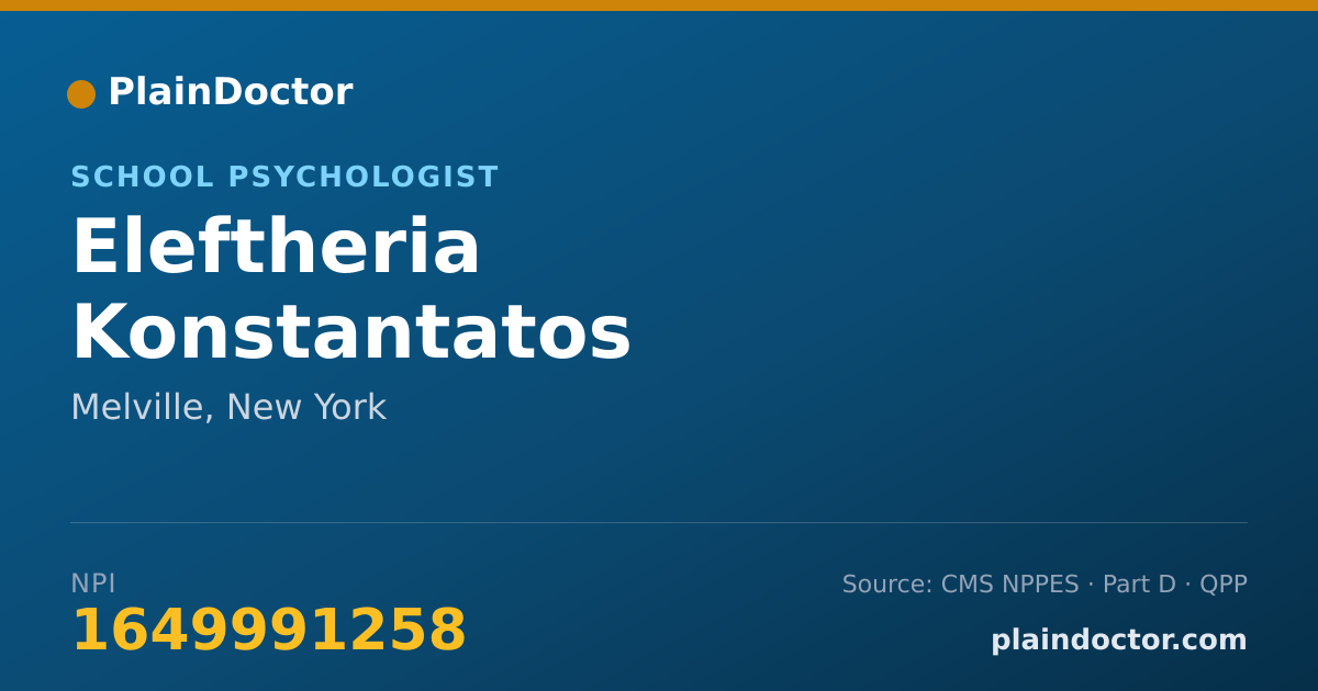 Shareable card for Eleftheria Konstantatos - School Psychologist, Melville, NY