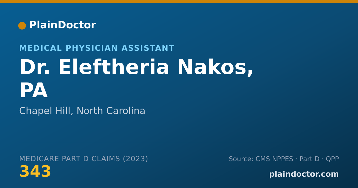 Shareable card for Eleftheria Nakos, PA - Medical Physician Assistant, Chapel Hill, NC