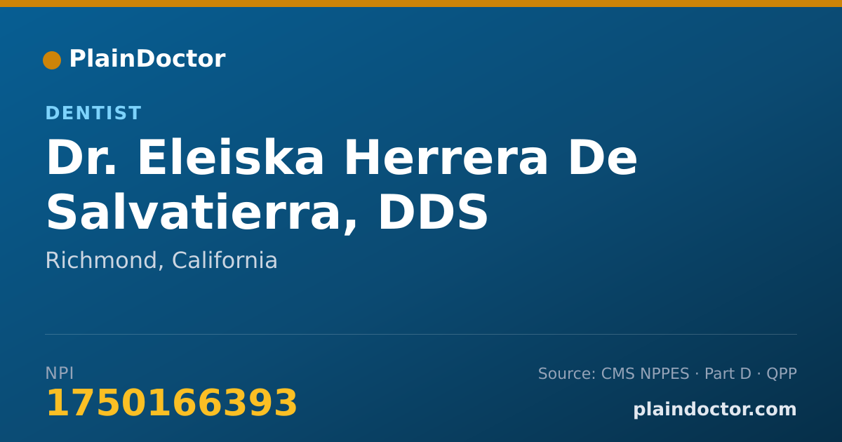 Shareable card for Eleiska Herrera De Salvatierra, DDS - Dentist, Richmond, CA