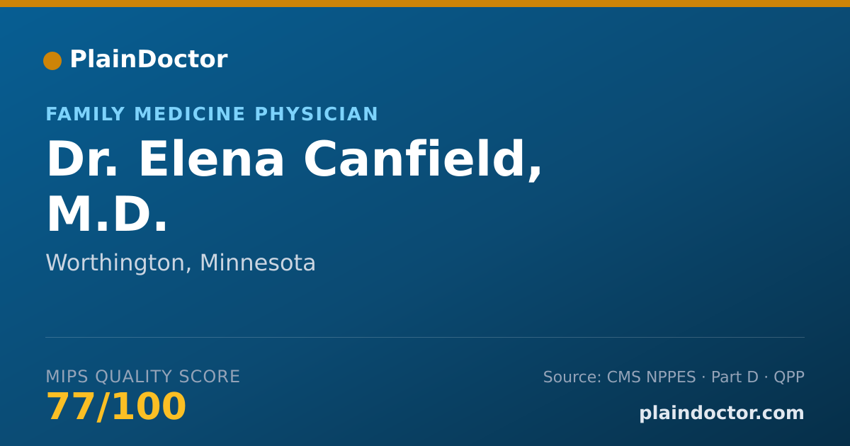 Shareable card for Elena Canfield, M.D. - Family Medicine Physician, Worthington, MN