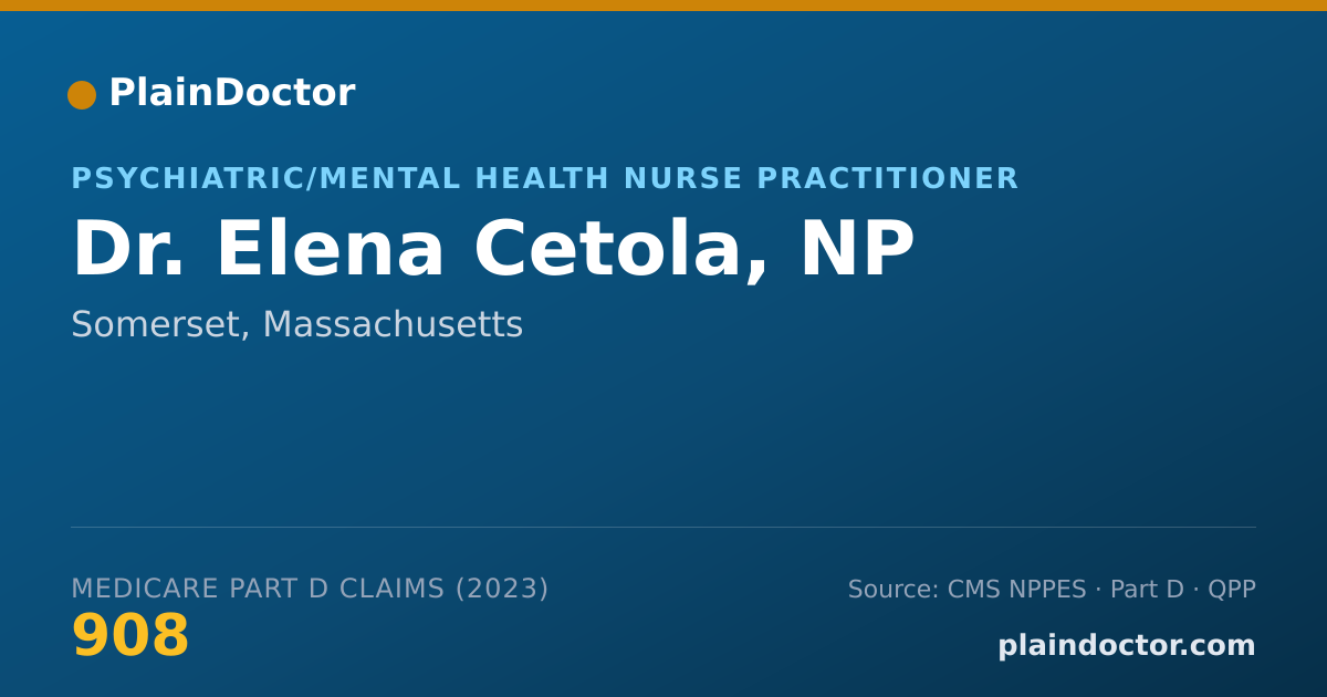 Shareable card for Elena Cetola, NP - Psychiatric/Mental Health Nurse Practitioner, Somerset, MA