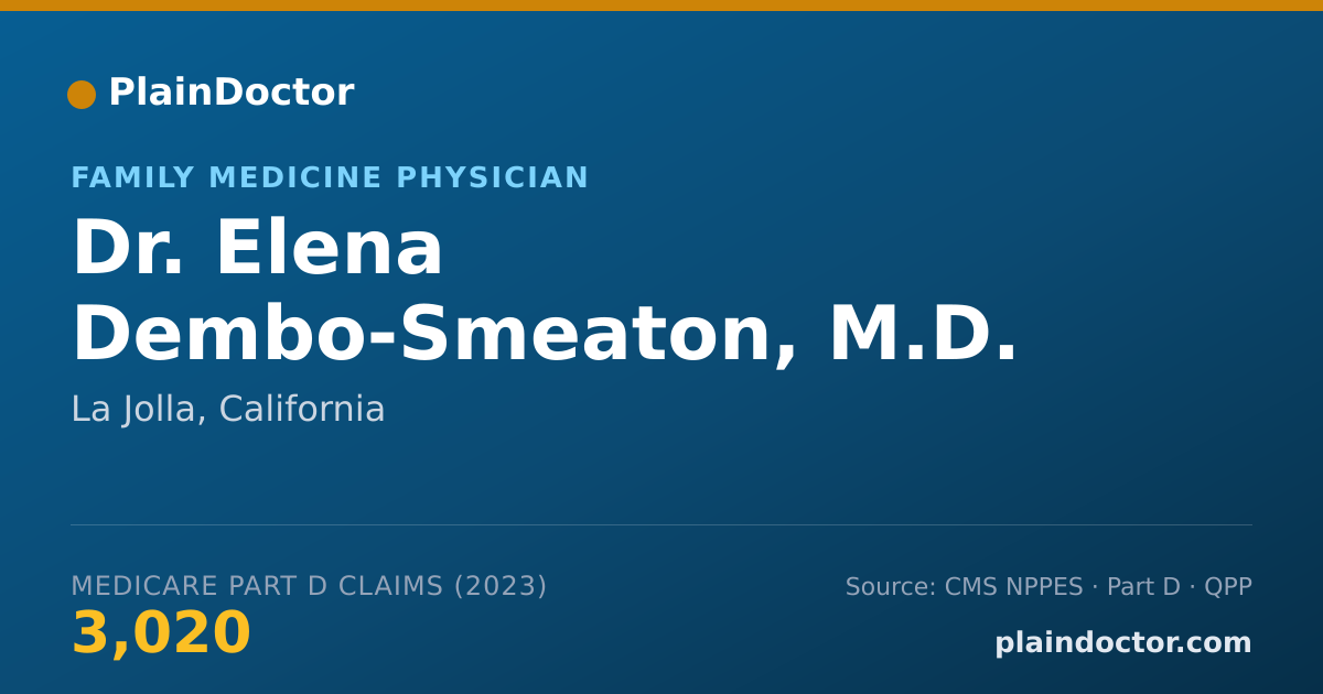 Shareable card for Elena Dembo-Smeaton, M.D. - Family Medicine Physician, La Jolla, CA