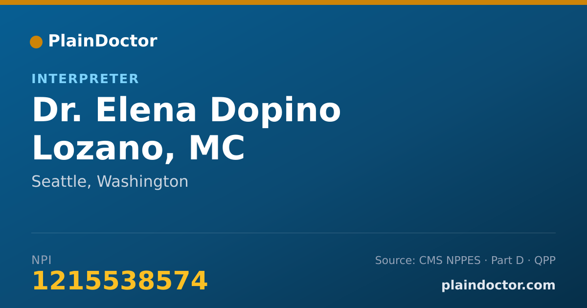 Shareable card for Elena Dopino Lozano, MC - Interpreter, Seattle, WA