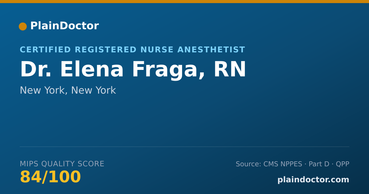 Shareable card for Elena Fraga, RN - Certified Registered Nurse Anesthetist, New York, NY