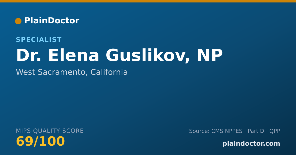 Shareable card for Elena Guslikov, NP - Specialist, West Sacramento, CA