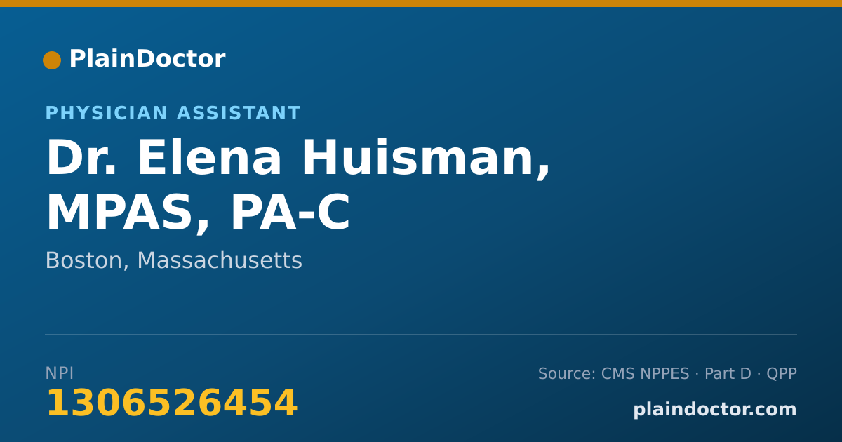 Shareable card for Elena Huisman, MPAS, PA-C - Physician Assistant, Boston, MA