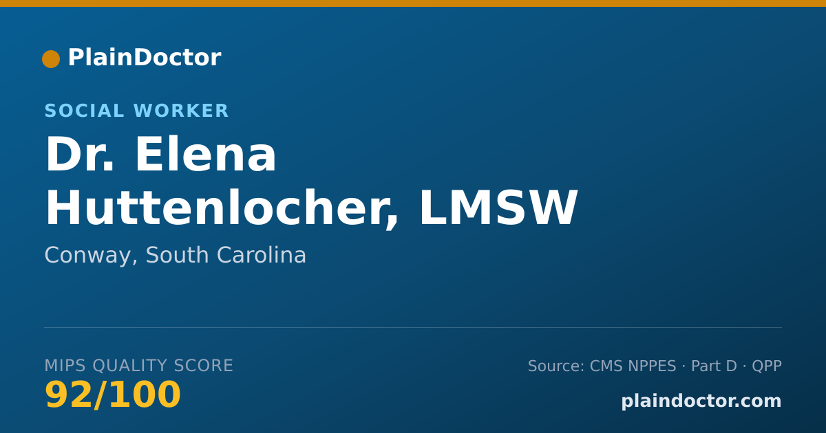 Shareable card for Elena Huttenlocher, LMSW - Social Worker, Conway, SC
