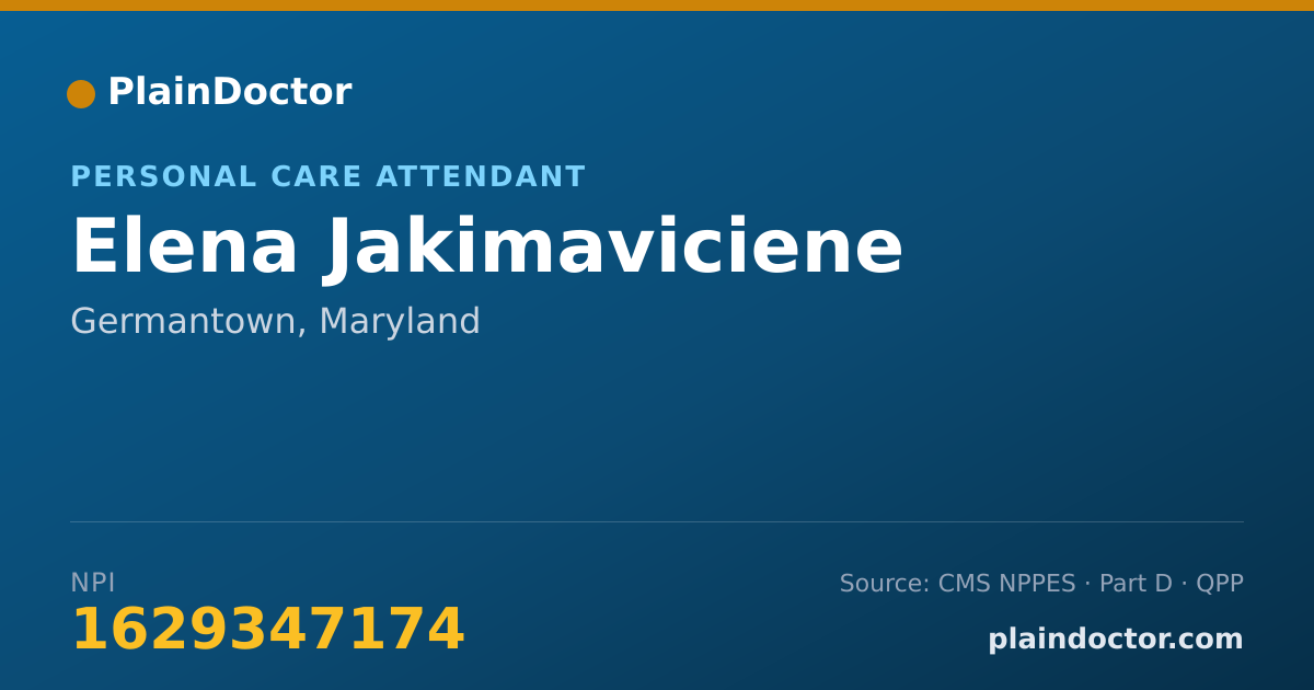 Shareable card for Elena Jakimaviciene - Personal Care Attendant, Germantown, MD