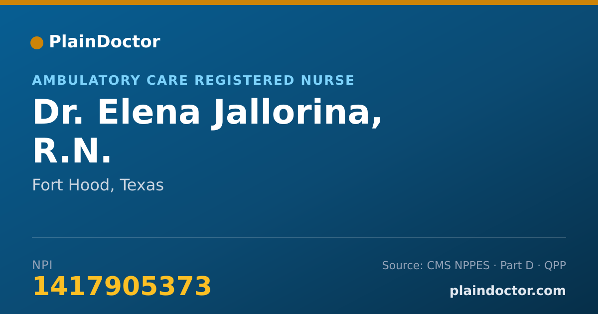 Shareable card for Elena Jallorina, R.N. - Ambulatory Care Registered Nurse, Fort Hood, TX