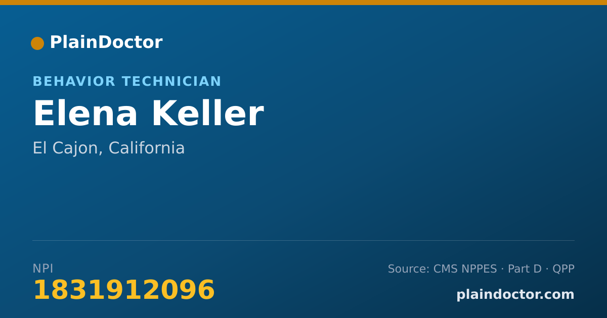 Shareable card for Elena Keller - Behavior Technician, El Cajon, CA