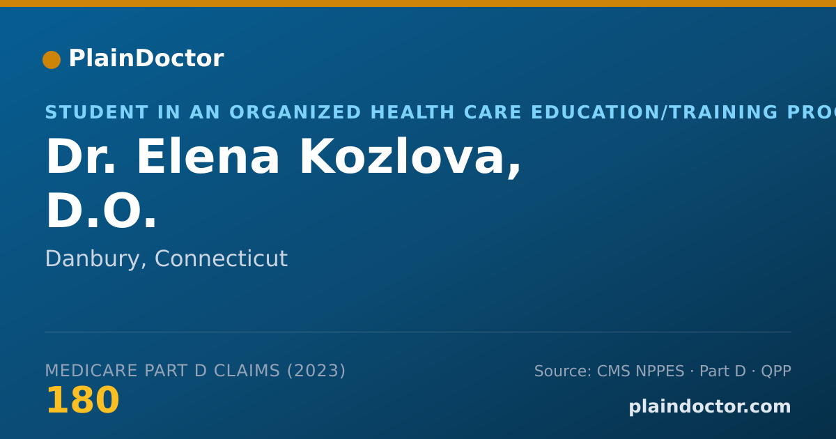 Shareable card for Elena Kozlova, D.O. - Student in an Organized Health Care Education/Training Program, Danbury, CT
