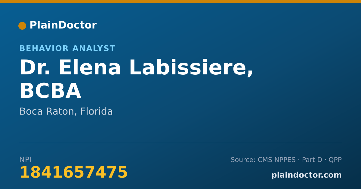 Shareable card for Elena Labissiere, BCBA - Behavior Analyst, Boca Raton, FL
