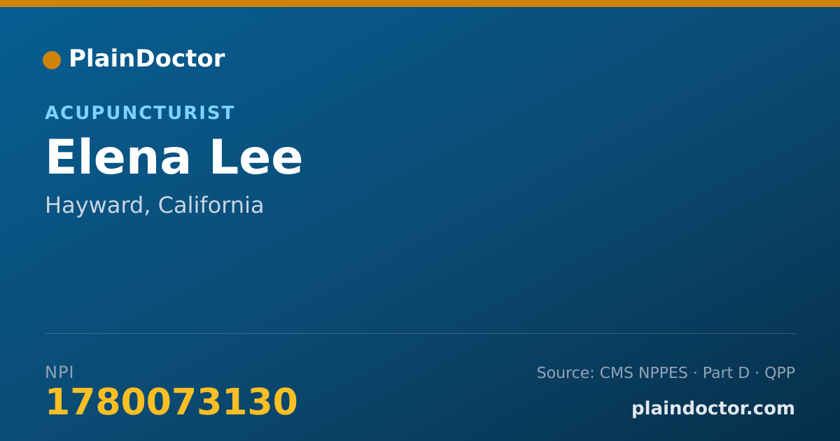 Shareable card for Elena Lee - Pharmacist, Hayward, CA