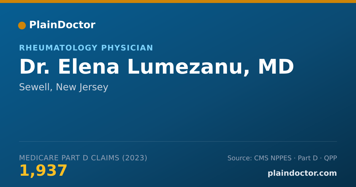 Shareable card for Elena Lumezanu, MD - Rheumatology Physician, Sewell, NJ