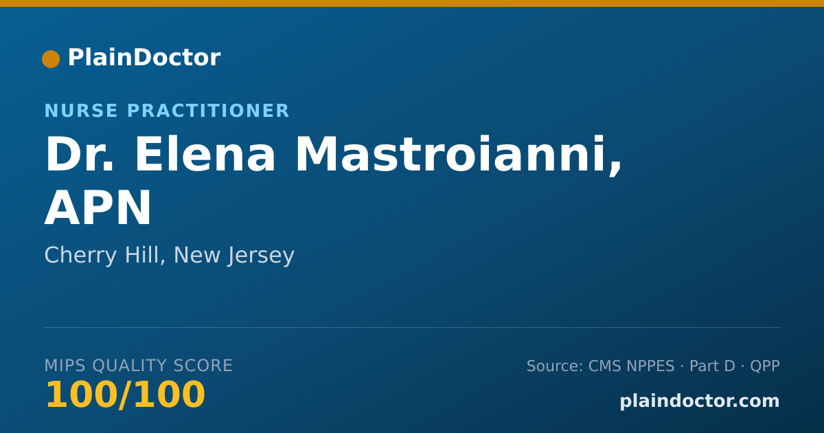 Shareable card for Elena Mastroianni, APN - Nurse Practitioner, Cherry Hill, NJ
