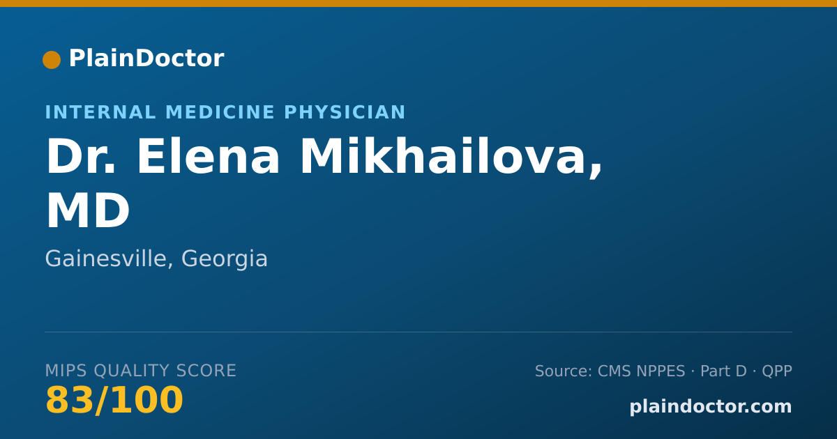 Shareable card for Elena Mikhailova, MD - Internal Medicine Physician, Gainesville, GA