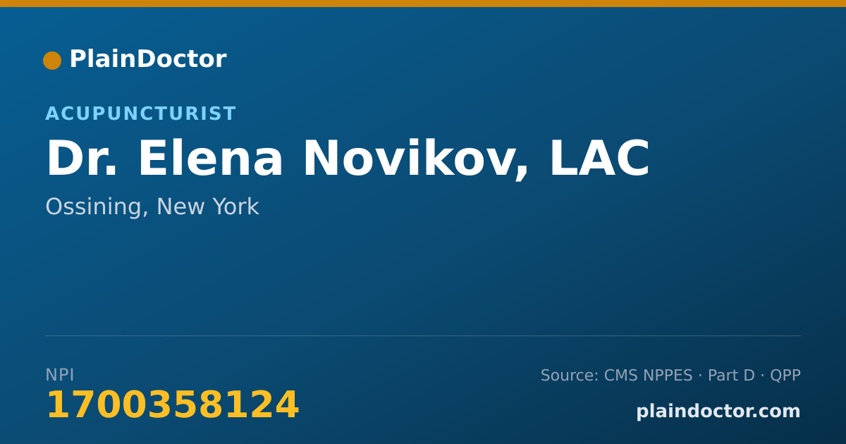 Shareable card for Elena Novikov, LAC - Acupuncturist, Ossining, NY