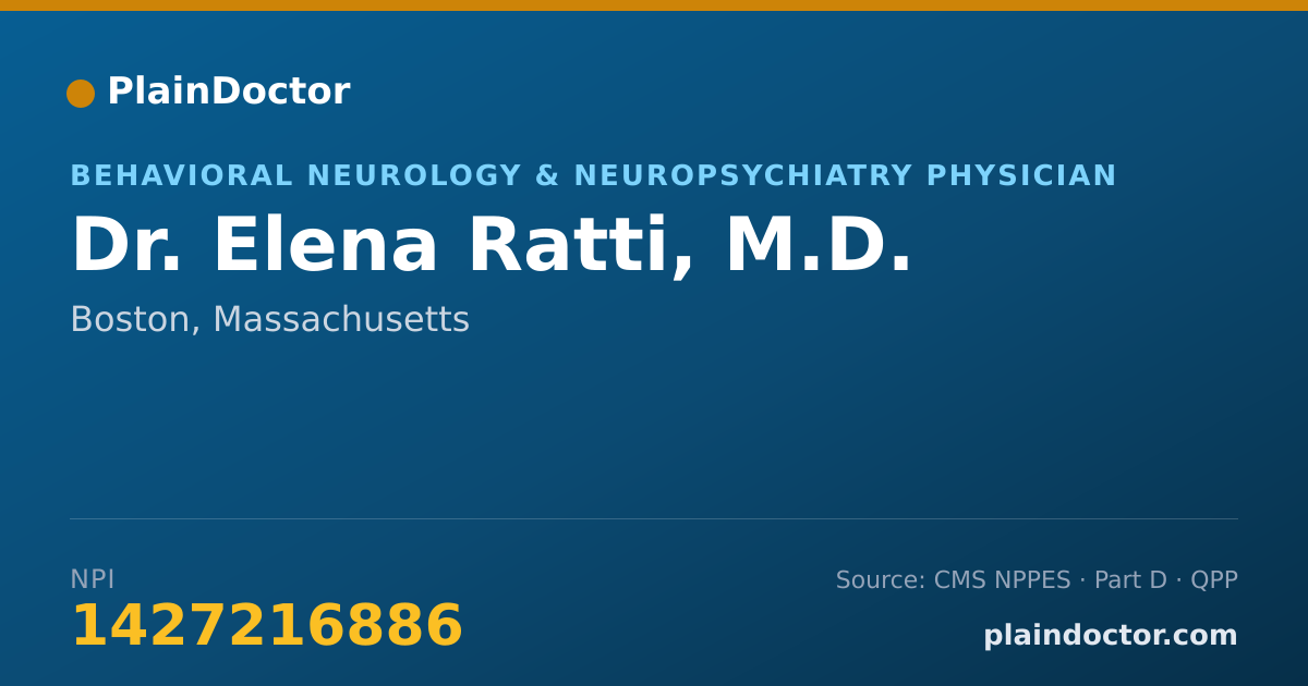Shareable card for Elena Ratti, M.D. - Behavioral Neurology & Neuropsychiatry Physician, Boston, MA