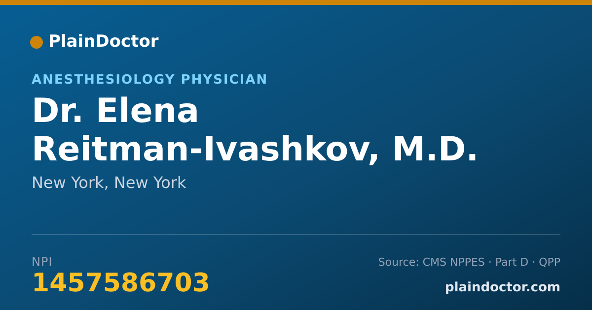 Shareable card for Elena Reitman-Ivashkov, M.D. - Anesthesiology Physician, New York, NY