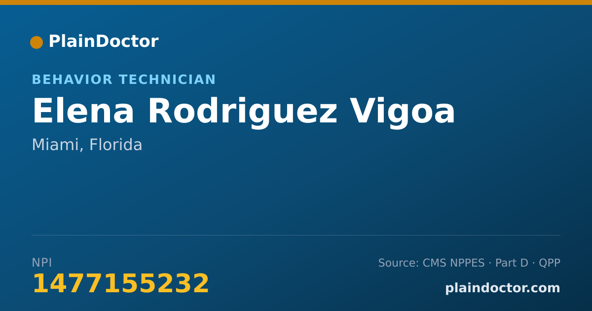 Shareable card for Elena Rodriguez Vigoa - Behavior Technician, Miami, FL