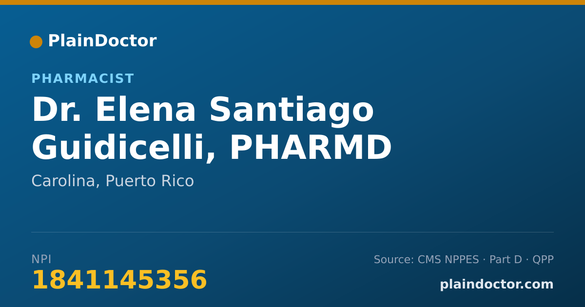 Shareable card for Elena Santiago Guidicelli, PHARMD - Pharmacist, Carolina, PR