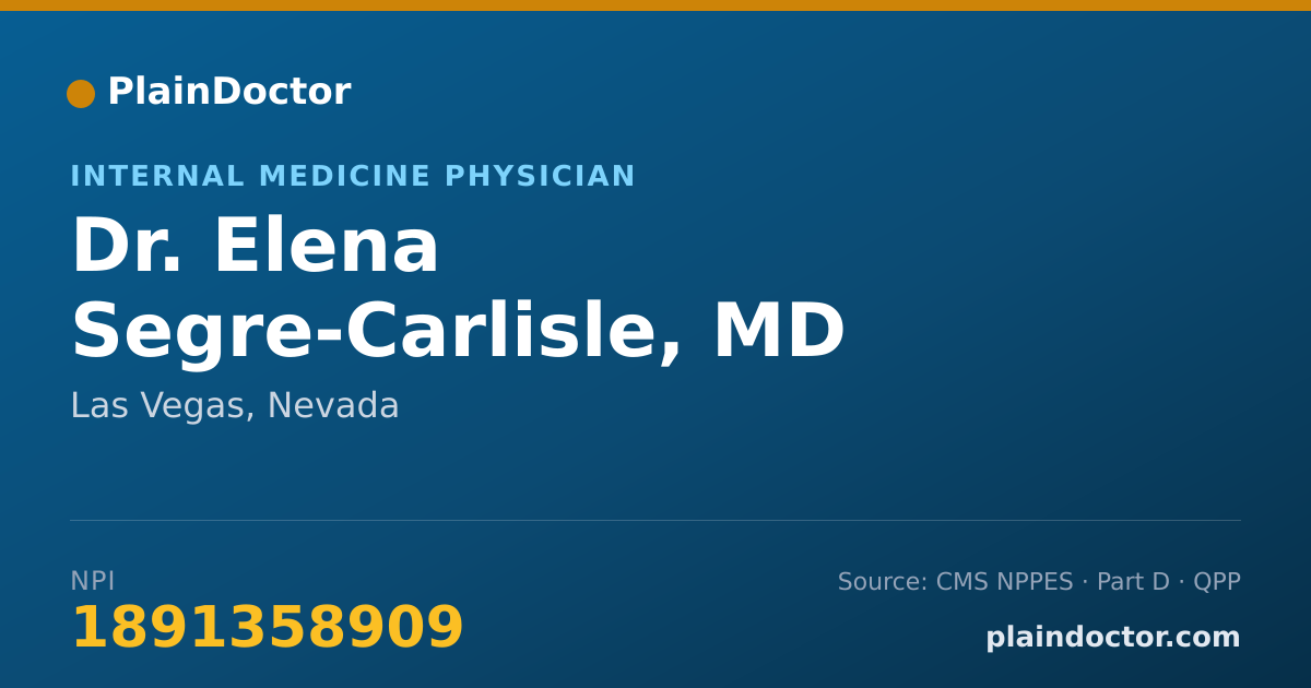 Shareable card for Elena Segre-Carlisle, MD - Internal Medicine Physician, Las Vegas, NV