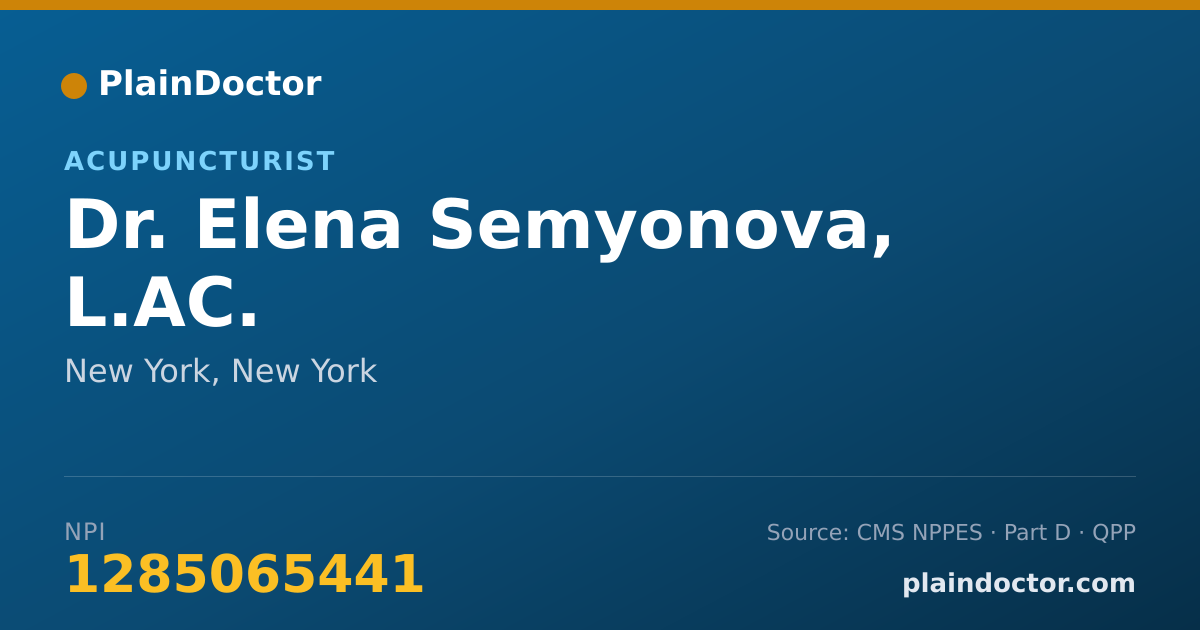 Shareable card for Elena Semyonova, L.AC. - Acupuncturist, New York, NY