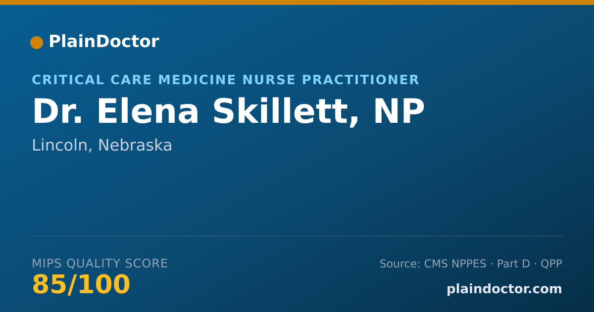 Shareable card for Elena Skillett, NP - Critical Care Medicine Nurse Practitioner, Lincoln, NE