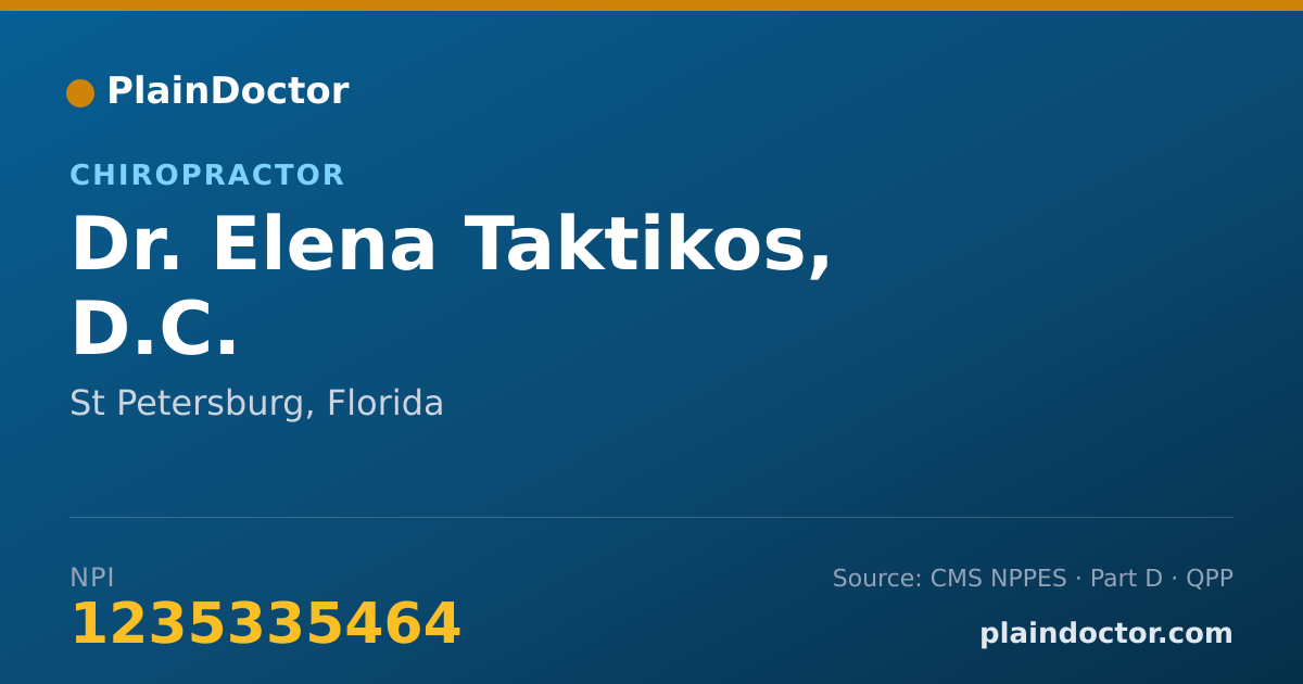 Shareable card for Elena Taktikos, D.C. - Chiropractor, St Petersburg, FL
