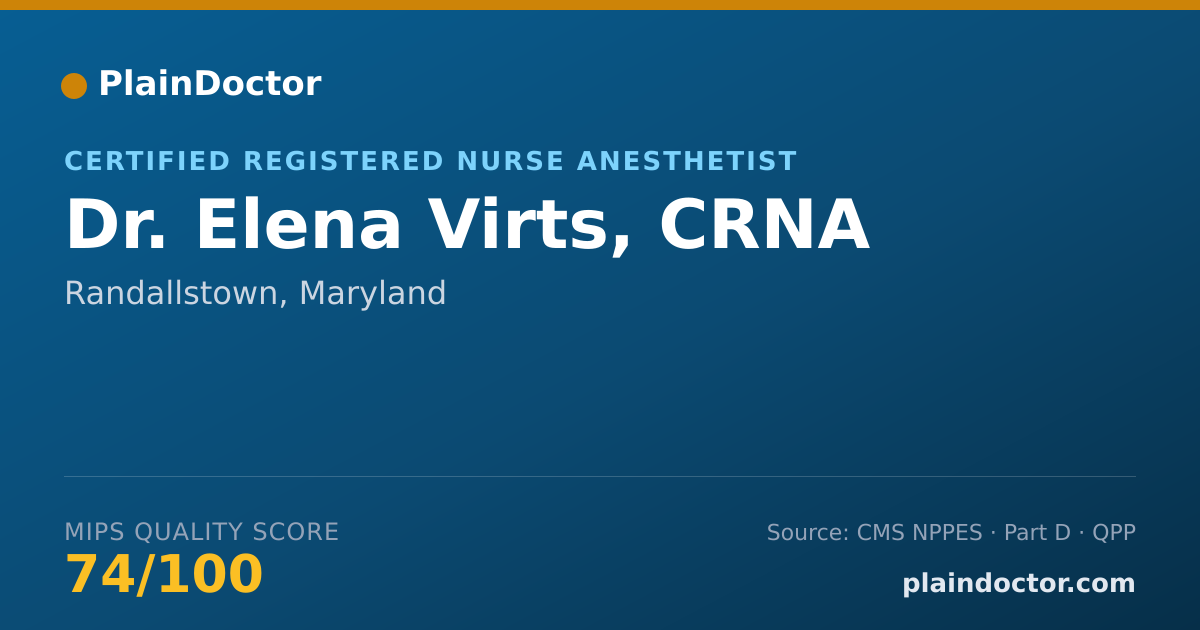 Shareable card for Elena Virts, CRNA - Certified Registered Nurse Anesthetist, Randallstown, MD