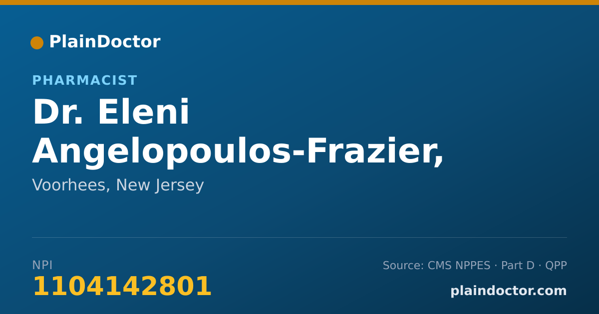 Shareable card for Eleni Angelopoulos-Frazier, PHARM D - Pharmacist, Voorhees, NJ