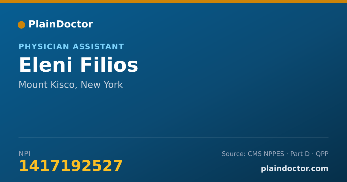Shareable card for Eleni Filios - Physician Assistant, Mount Kisco, NY