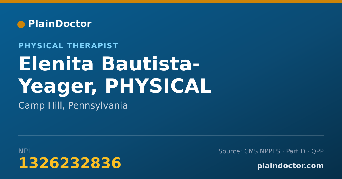 Shareable card for Elenita Bautista- Yeager, PHYSICAL THERAPY - Physical Therapist, Camp Hill, PA