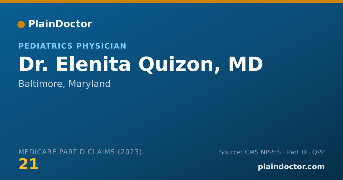 Shareable card for Elenita Quizon, MD - Pediatrics Physician, Baltimore, MD