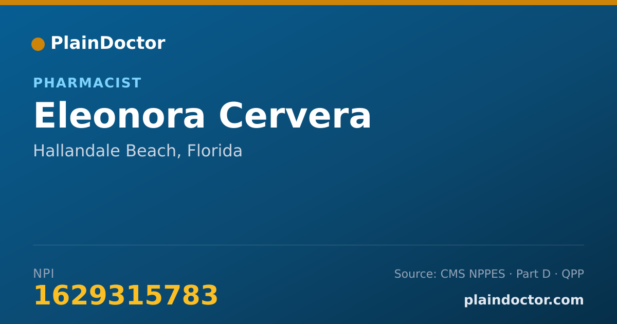 Shareable card for Eleonora Cervera - Pharmacist, Hallandale Beach, FL