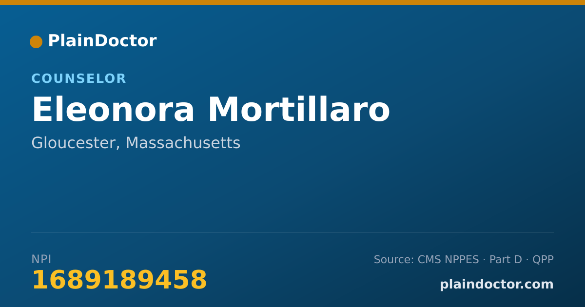Shareable card for Eleonora Mortillaro - Counselor, Gloucester, MA