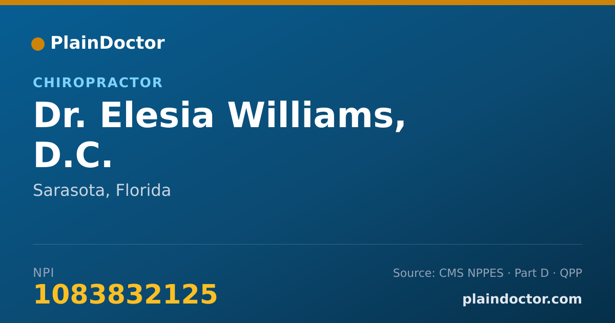 Shareable card for Elesia Williams, D.C. - Chiropractor, Sarasota, FL