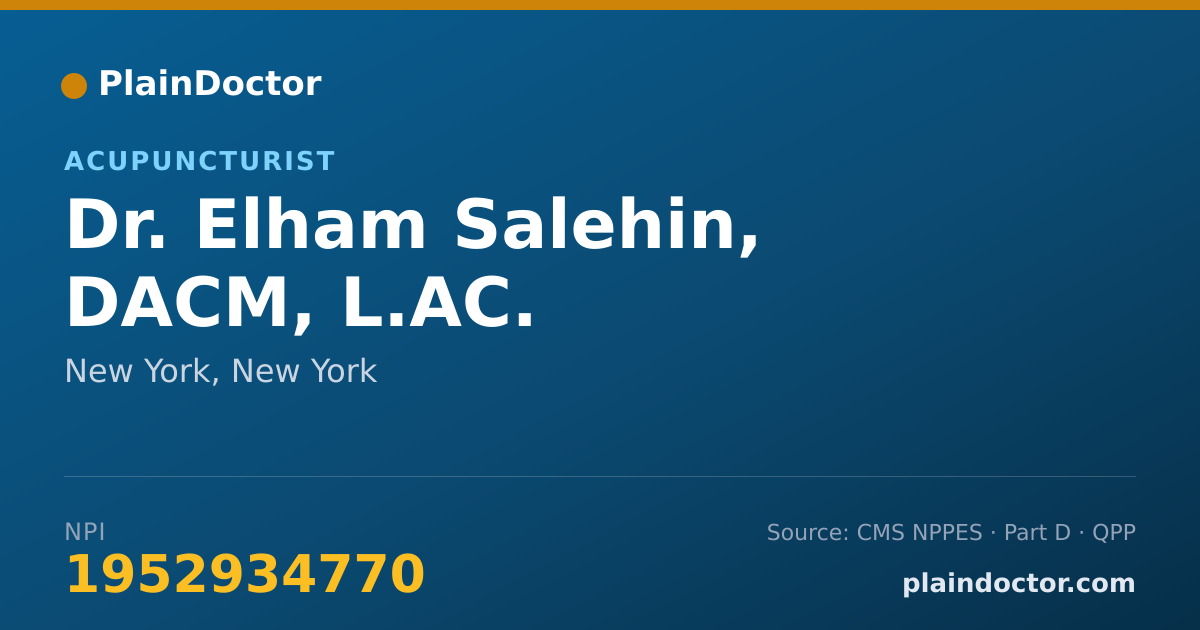 Shareable card for Elham Salehin, DACM, L.AC. - Acupuncturist, New York, NY