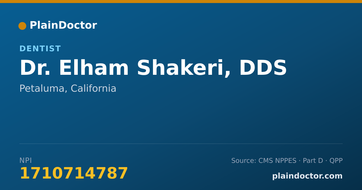 Shareable card for Elham Shakeri, DDS - Dentist, Petaluma, CA